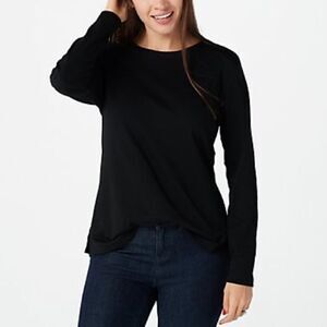 Isaac Mizrahi Live! Essentials Pima Cotton Crew Neck Knit Top